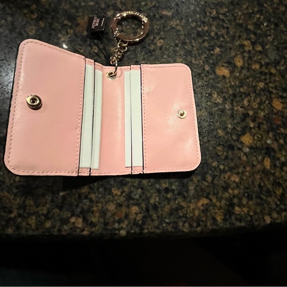 Victoria's Secret Pink Stripe Bi-Fold Wallet ID & Credit Cards Keychain NWT - Picture 4 of 5